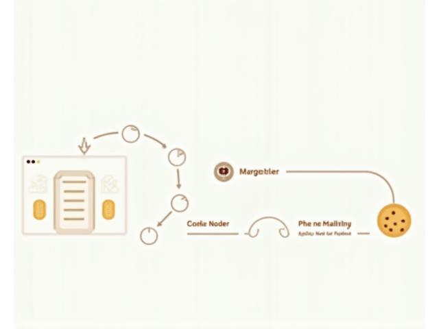 ウェブサイトのクッキー利用とデータフロー、プライバシー設定の概念図