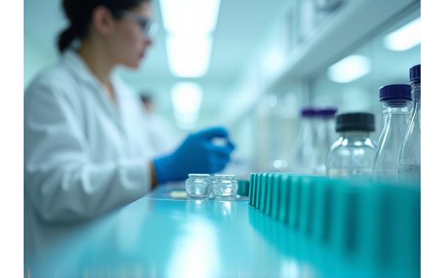 クリーンルームで厳格な品質管理を行う研究員のクローズアップ